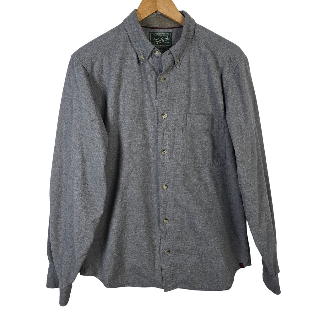 Woolrich‎ Mens 6109 Gray Heather Cotton Flannel Button Down Shirt Size M